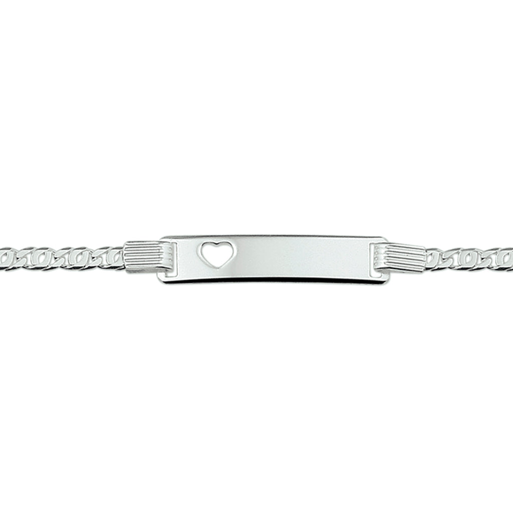 Graveerarmband hart plaat 6,0 mm zilver wit