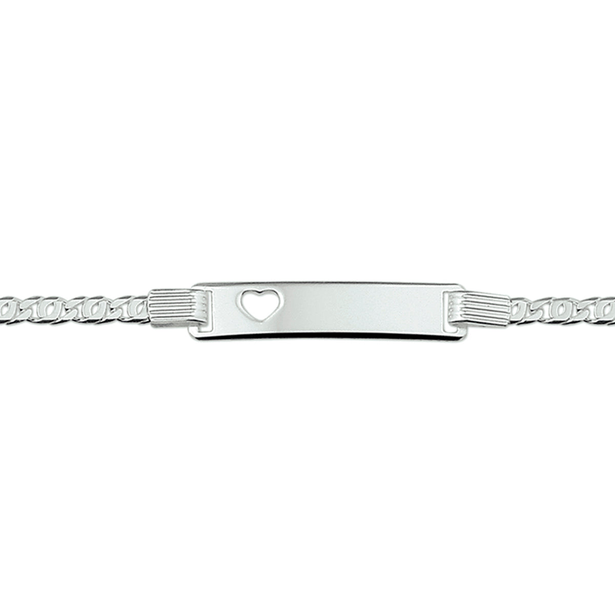 Graveerarmband hart plaat 6,0 mm zilver wit