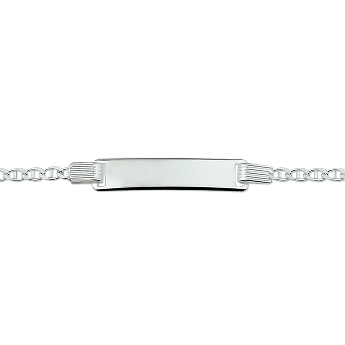 Graveerarmband anker plaat 6,0 mm zilver wit