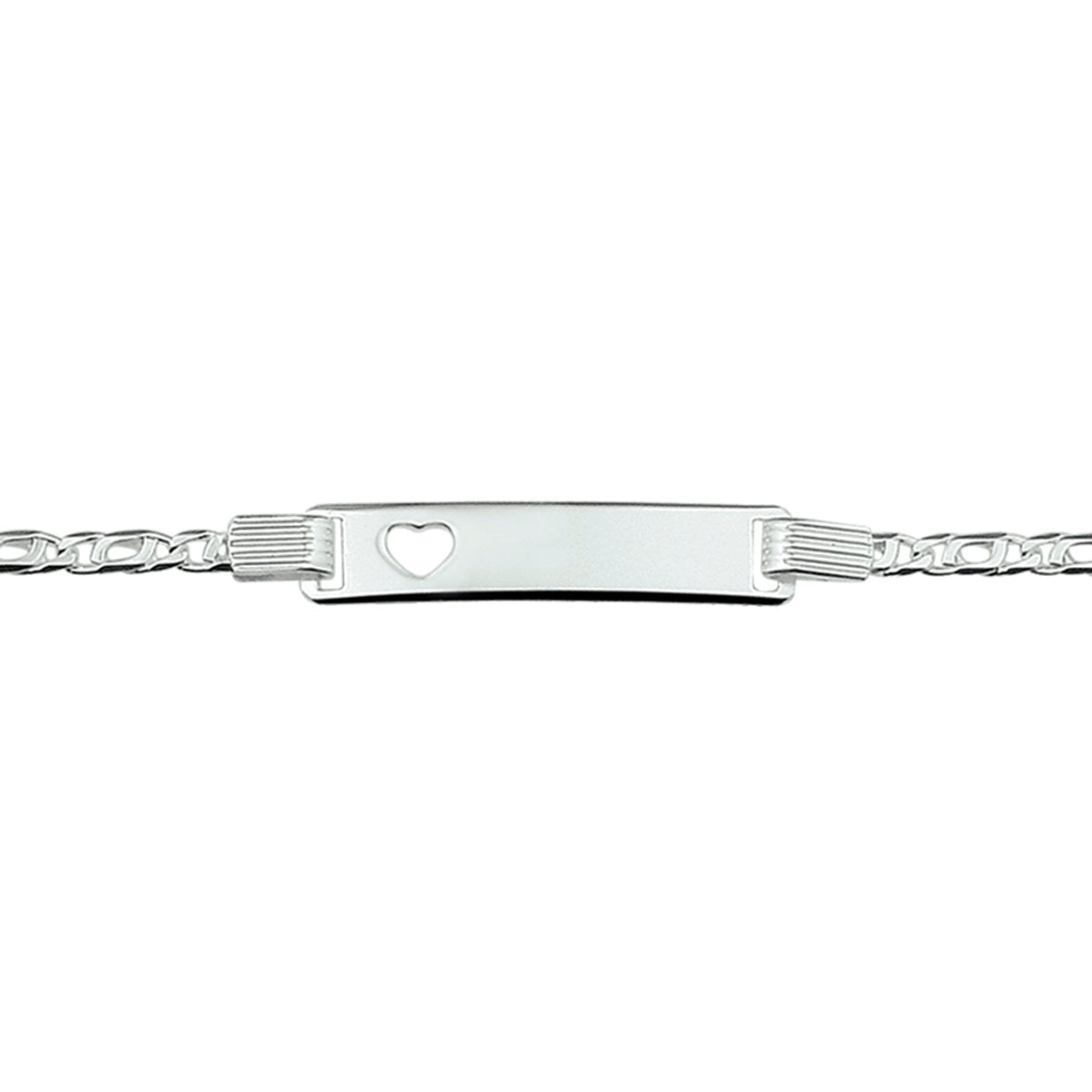 Graveerarmband hart plaat 6,0 mm zilver wit