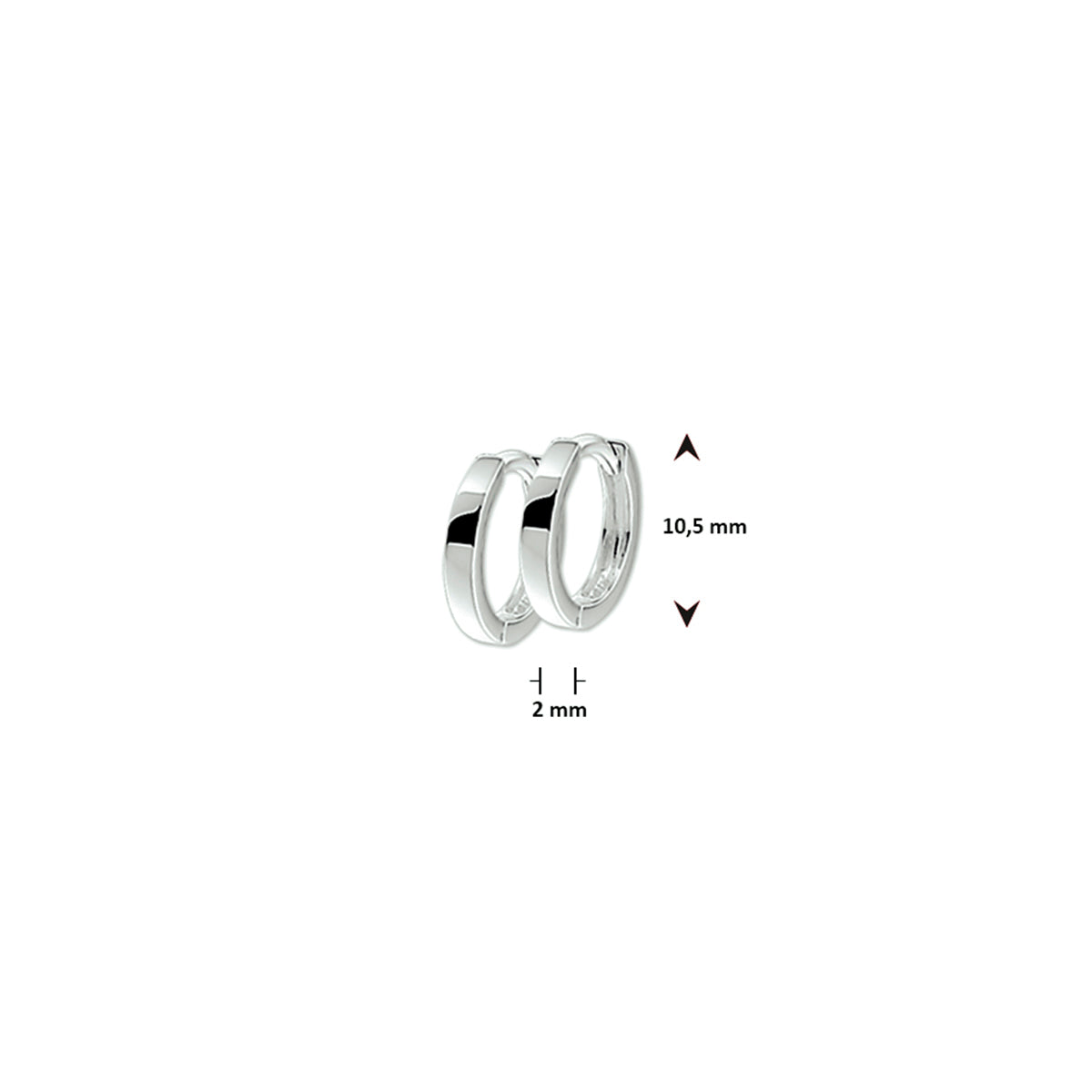 Klapoorringen 2 mm vlak zilver wit