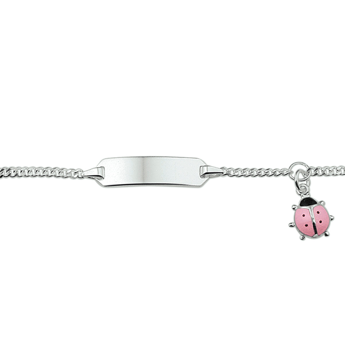 Graveerarmband lieveheersbeestje plaat 5,0 mm zilver wit