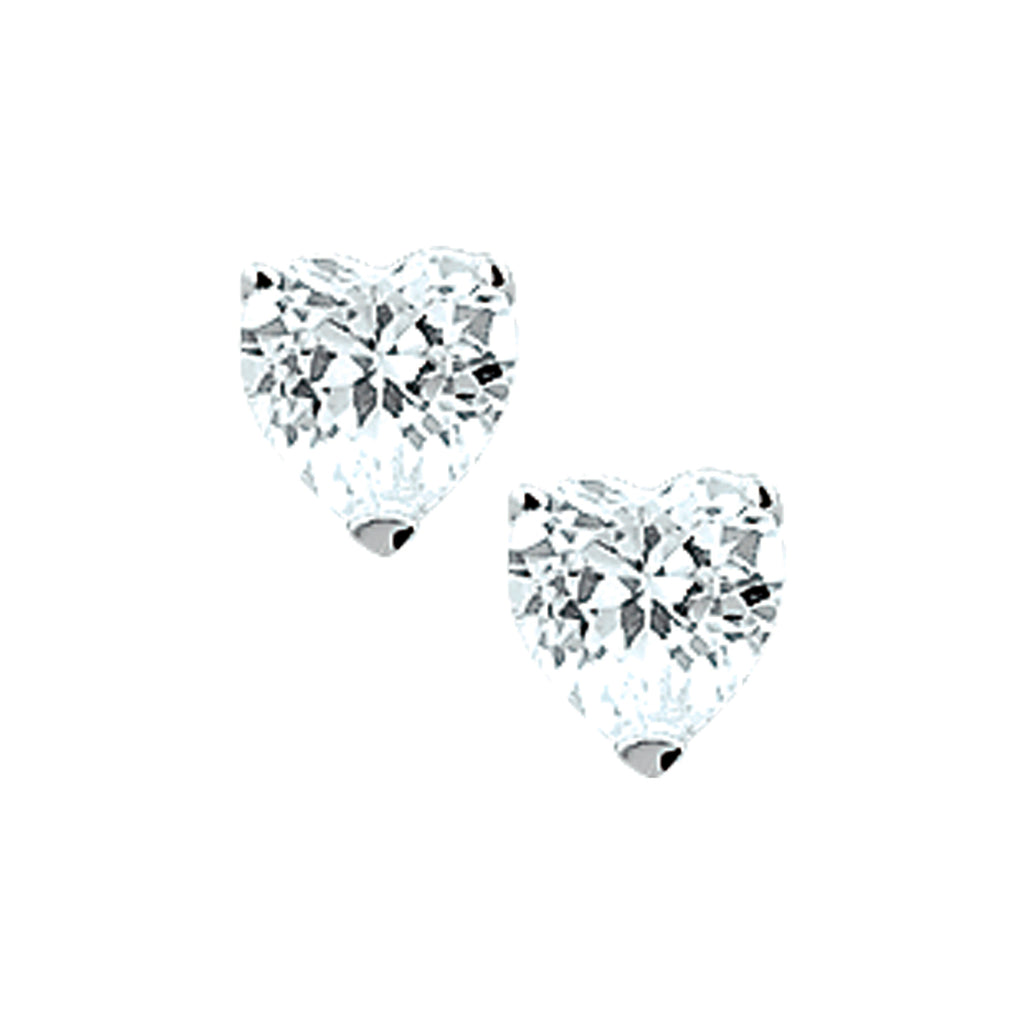 Oorknoppen hart zirkonia zilver wit