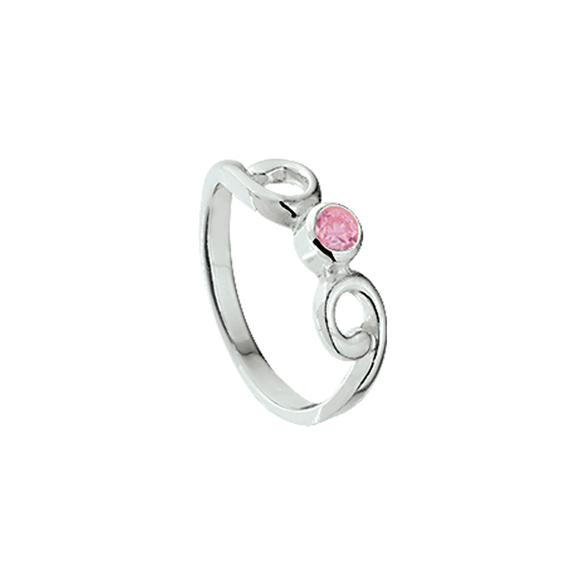 Ring roze zirkonia zilver wit