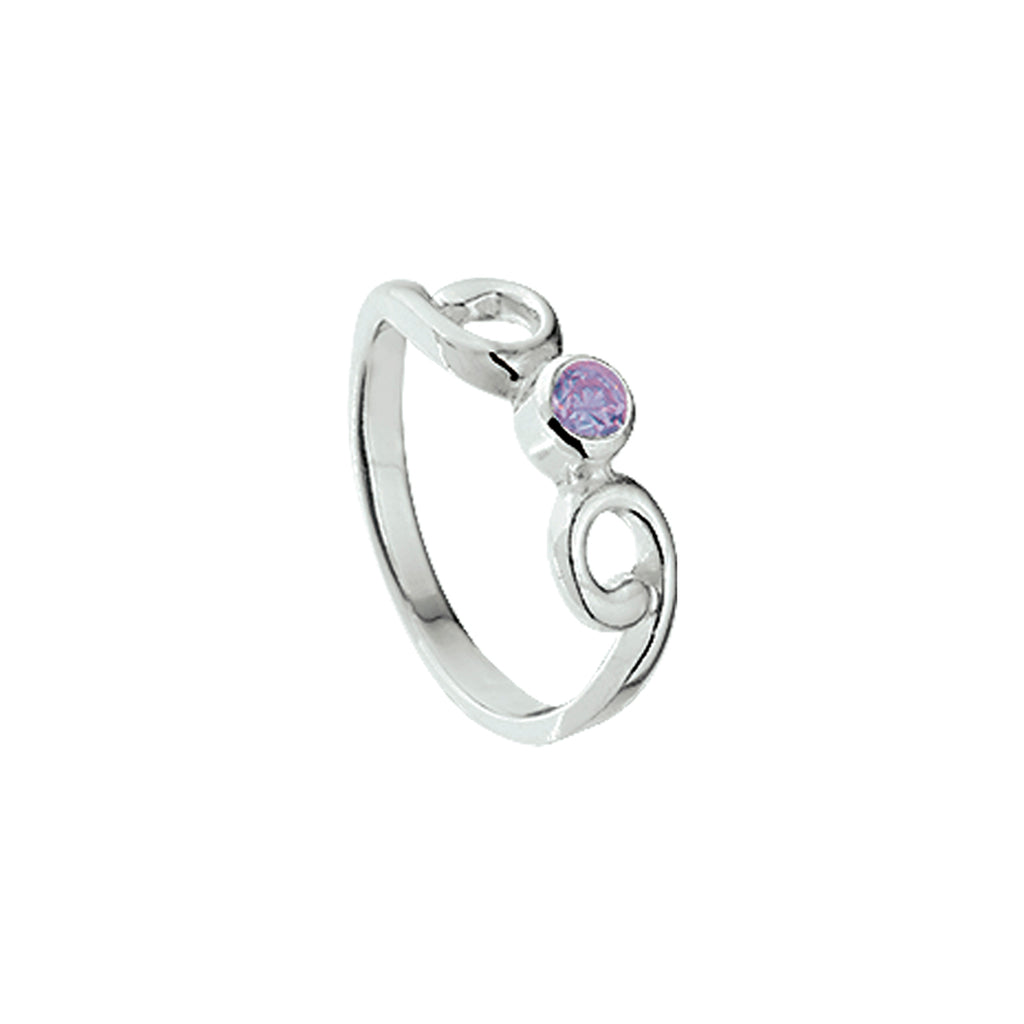 Ring paars zirkonia zilver wit