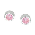 Oorknoppen roze zirkonia zilver wit