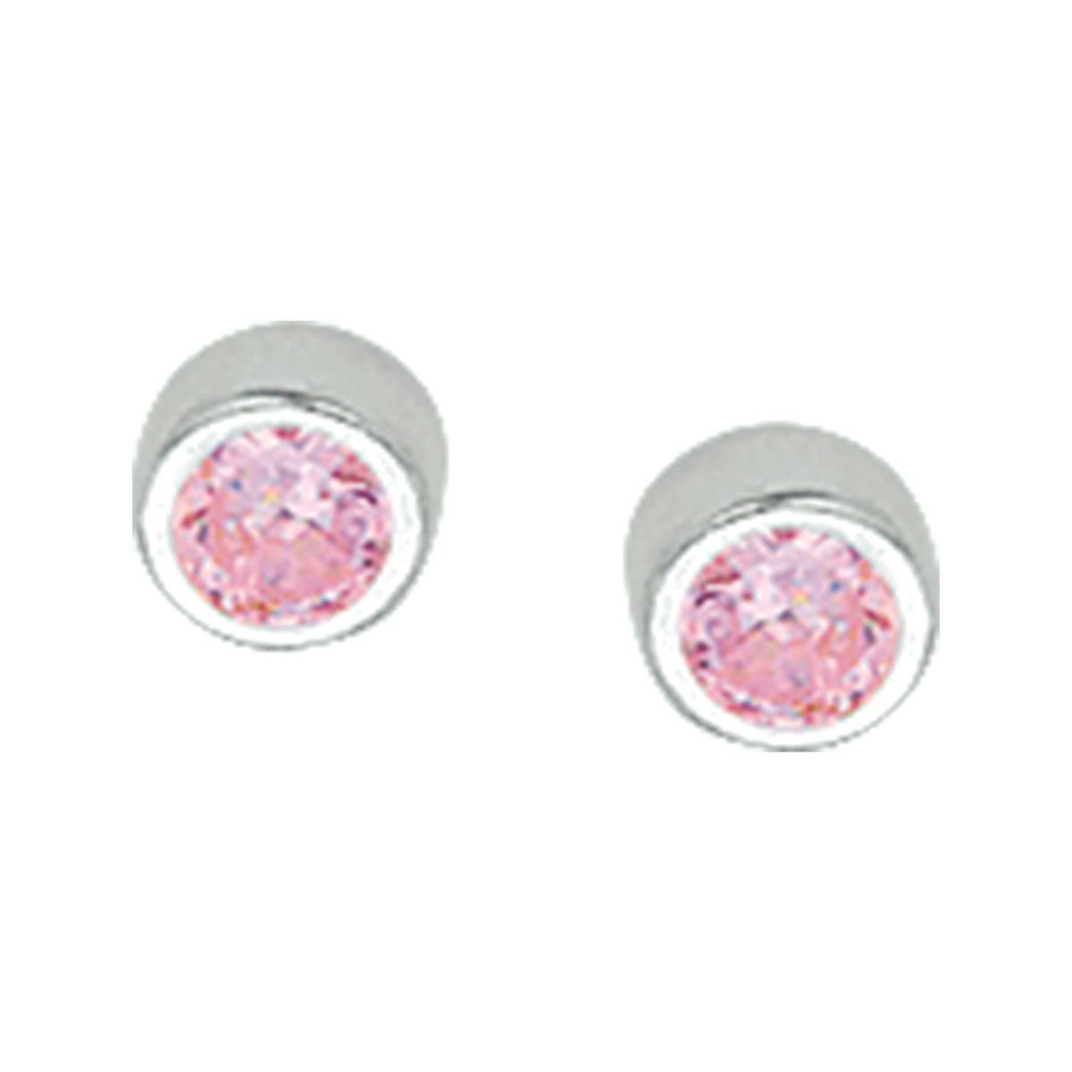 Oorknoppen roze zirkonia zilver wit