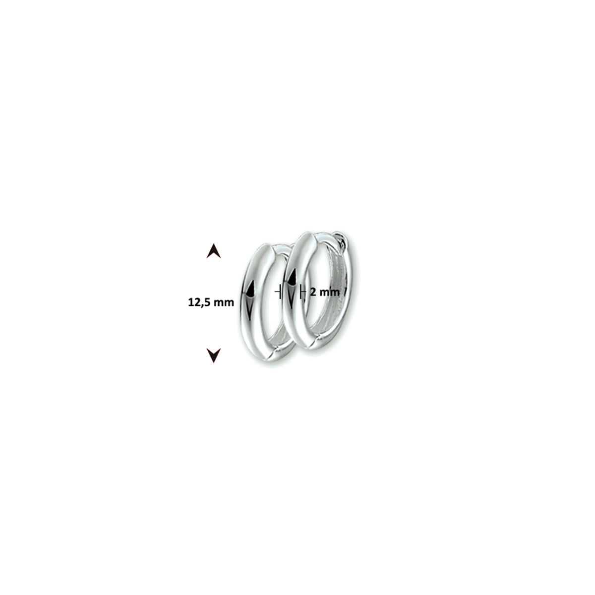 Klapoorringen2 mm half rond zilver wit