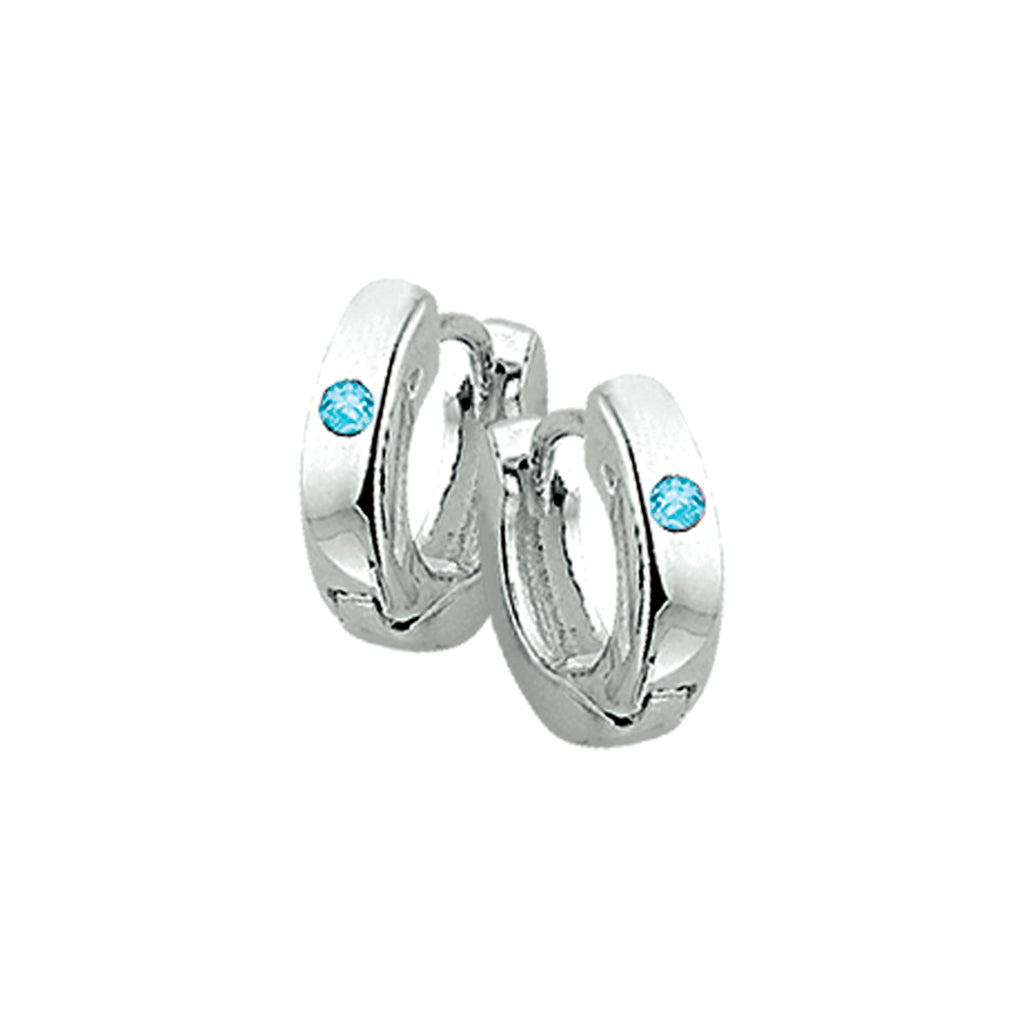 Klapoorringen blauw zirkonia zilver wit