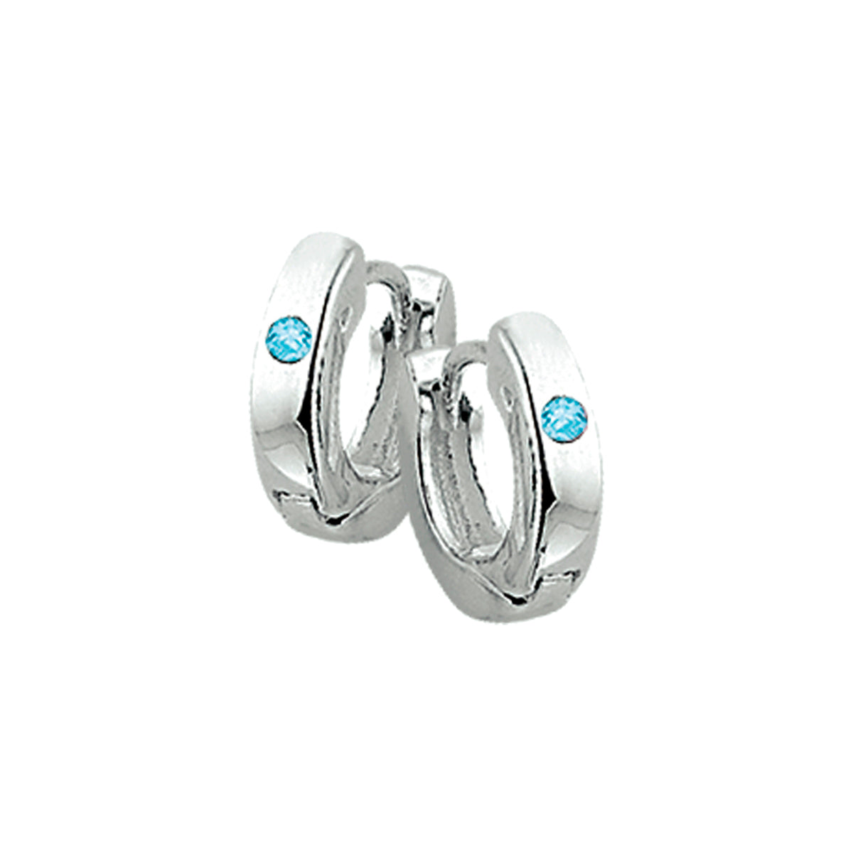 Klapoorringen blauw zirkonia zilver wit