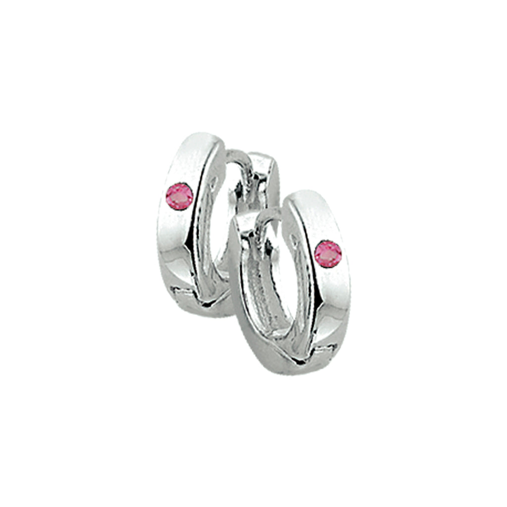 Klapoorringen roze zirkonia zilver wit