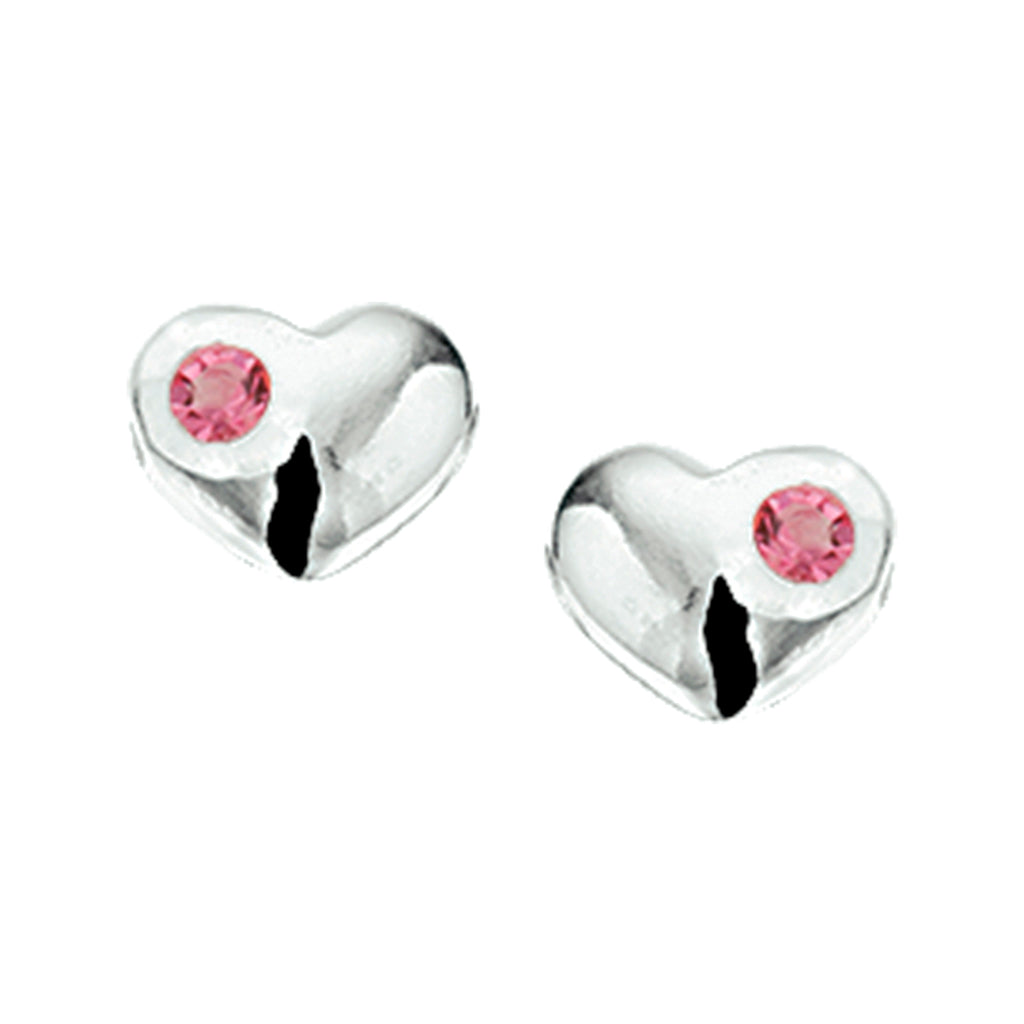 Oorknoppen hart strass zilver wit