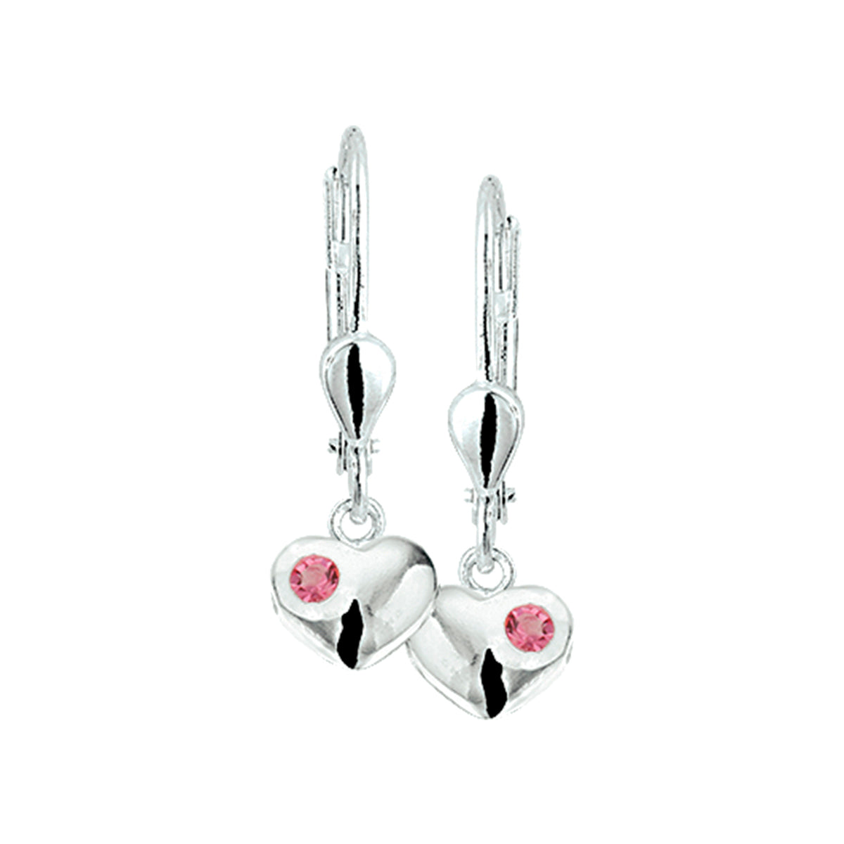 Oorhangers hart strass brisur haak zilver wit