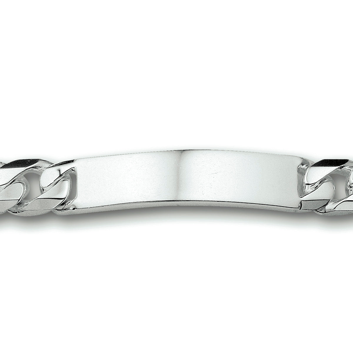 Graveerarmband gourmette 6-zijdes geslepen plaat 11 mm zilver wit