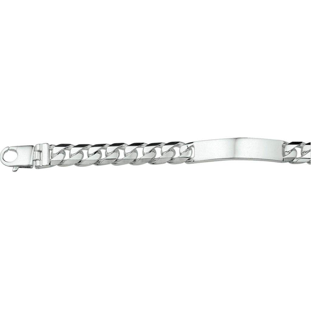 Graveerarmband gourmette 6-zijdes geslepen plaat 11 mm zilver wit