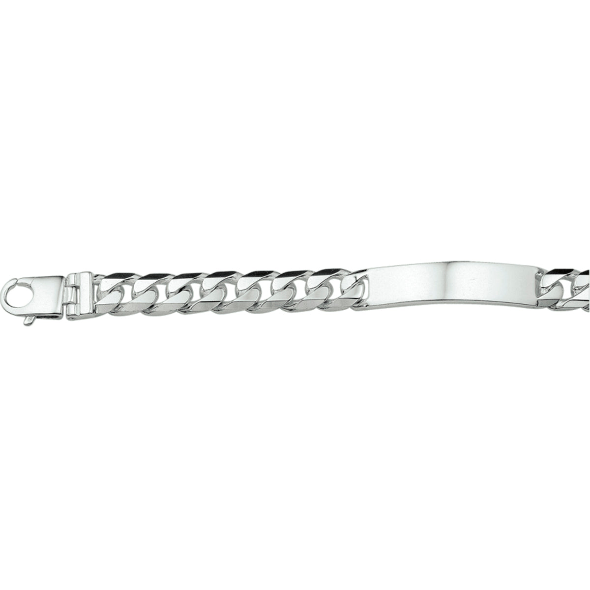 Graveerarmband gourmette 6-zijdes geslepen plaat 11 mm zilver wit
