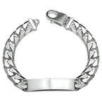 Graveerarmband gourmette 6-zijdes geslepen plaat 11 mm zilver wit