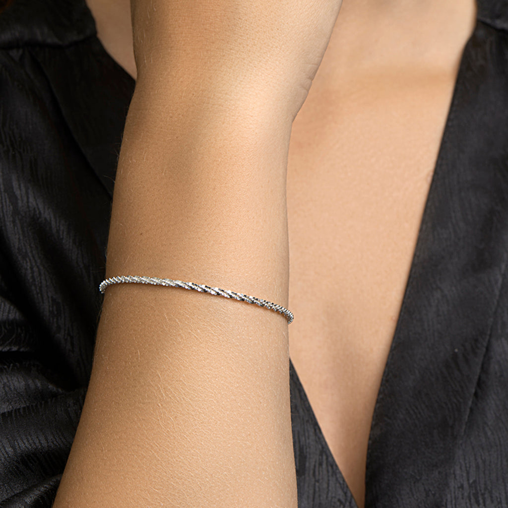 Armband fantasie 3,0 mm zilver wit
