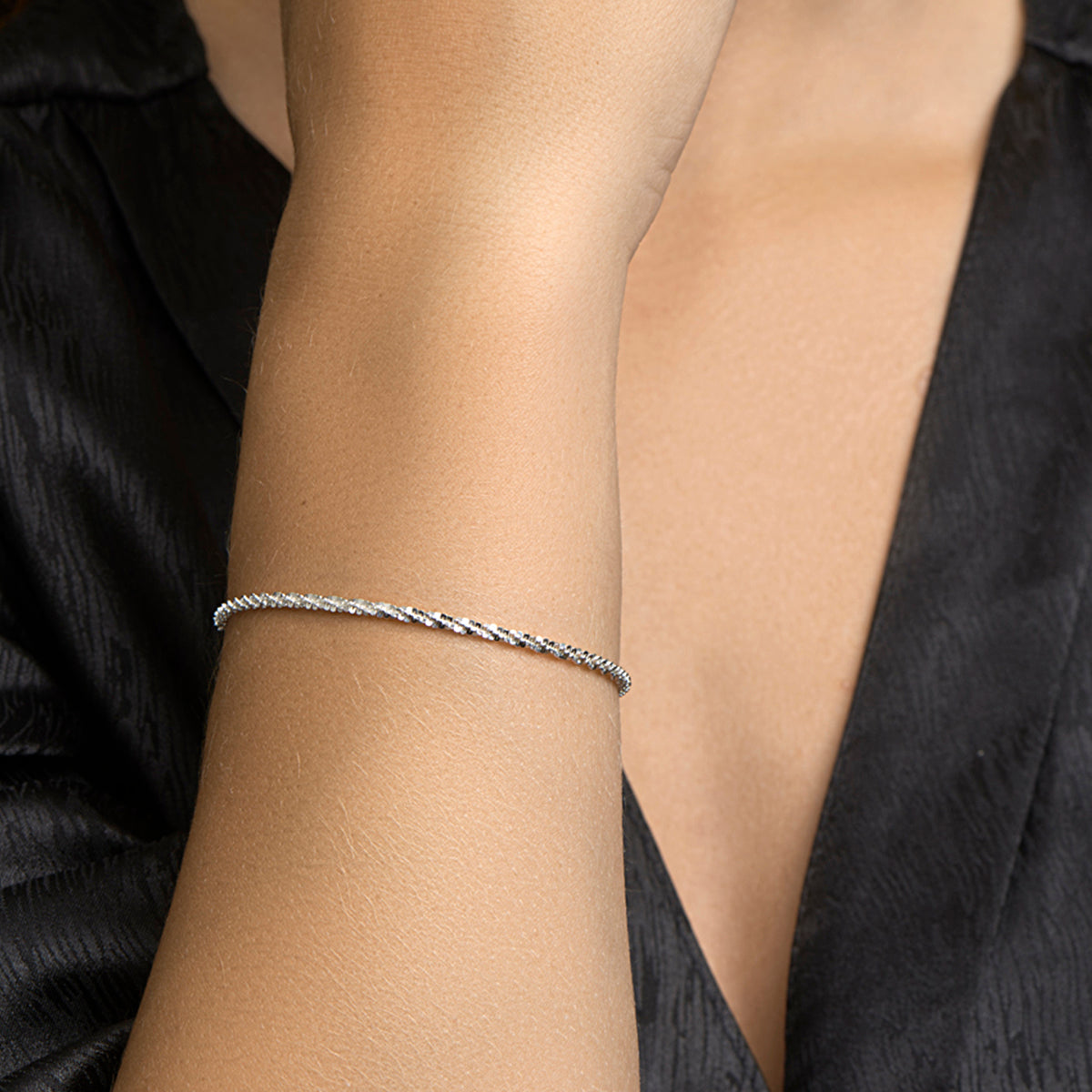 Armband fantasie 3,0 mm zilver wit