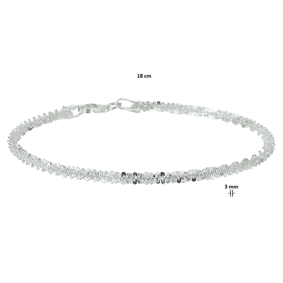 Armband fantasie 3,0 mm zilver wit