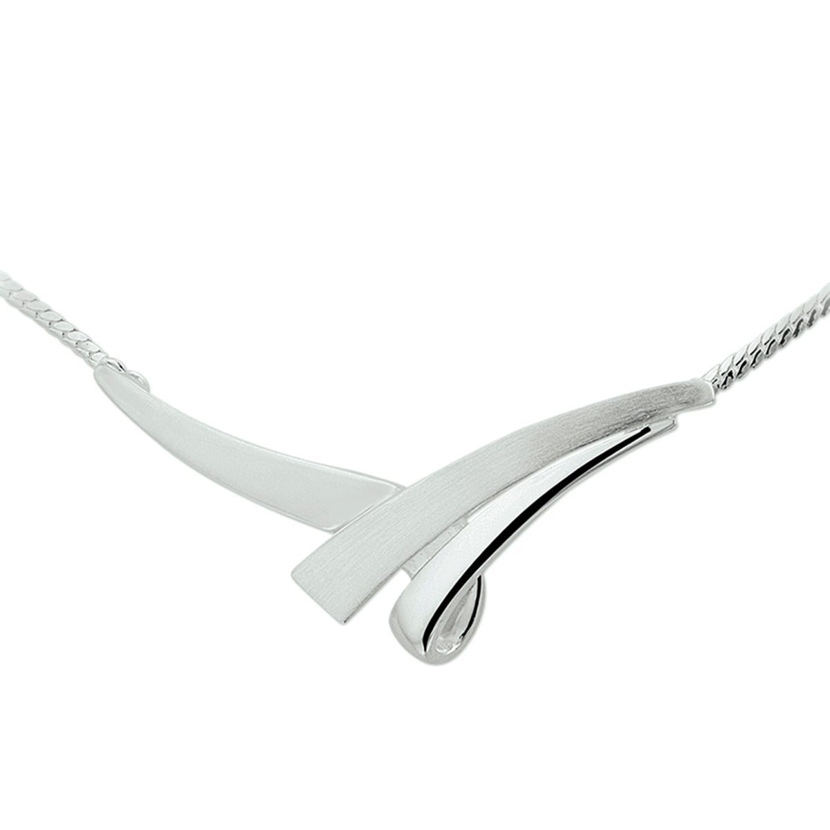 Collier tussenstuk poli/mat 42 + 3 cm zilver wit