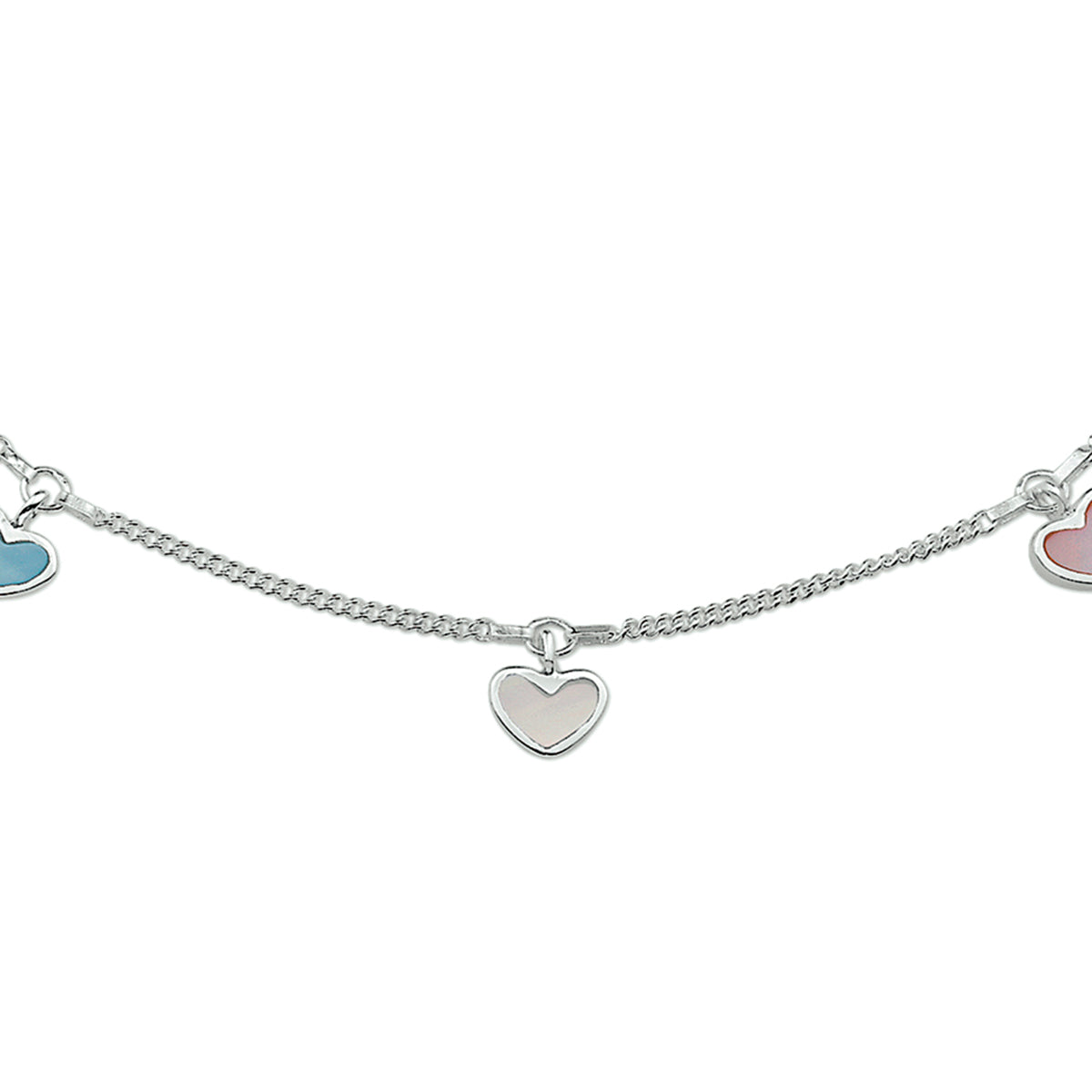 Kindercollier hart 36 - 38 cm zilver wit