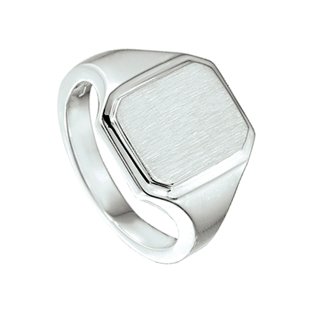 Graveerring poli/mat zilver wit