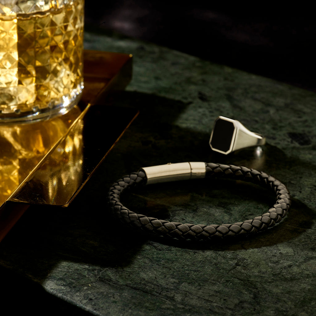 Zegelring massief onyx 13 x 11mm zilver wit