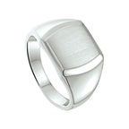 Graveerring poli/mat zilver wit