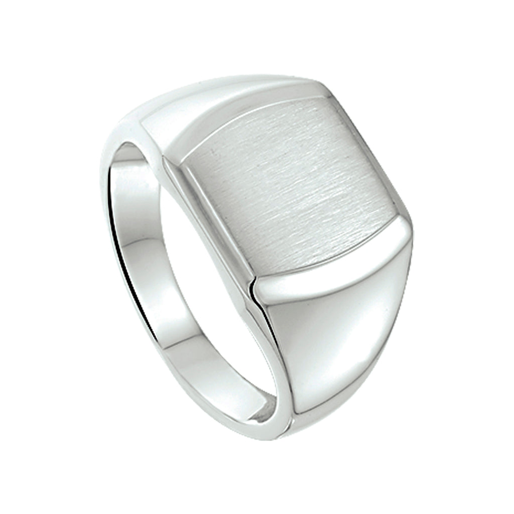 Graveerring poli/mat zilver wit