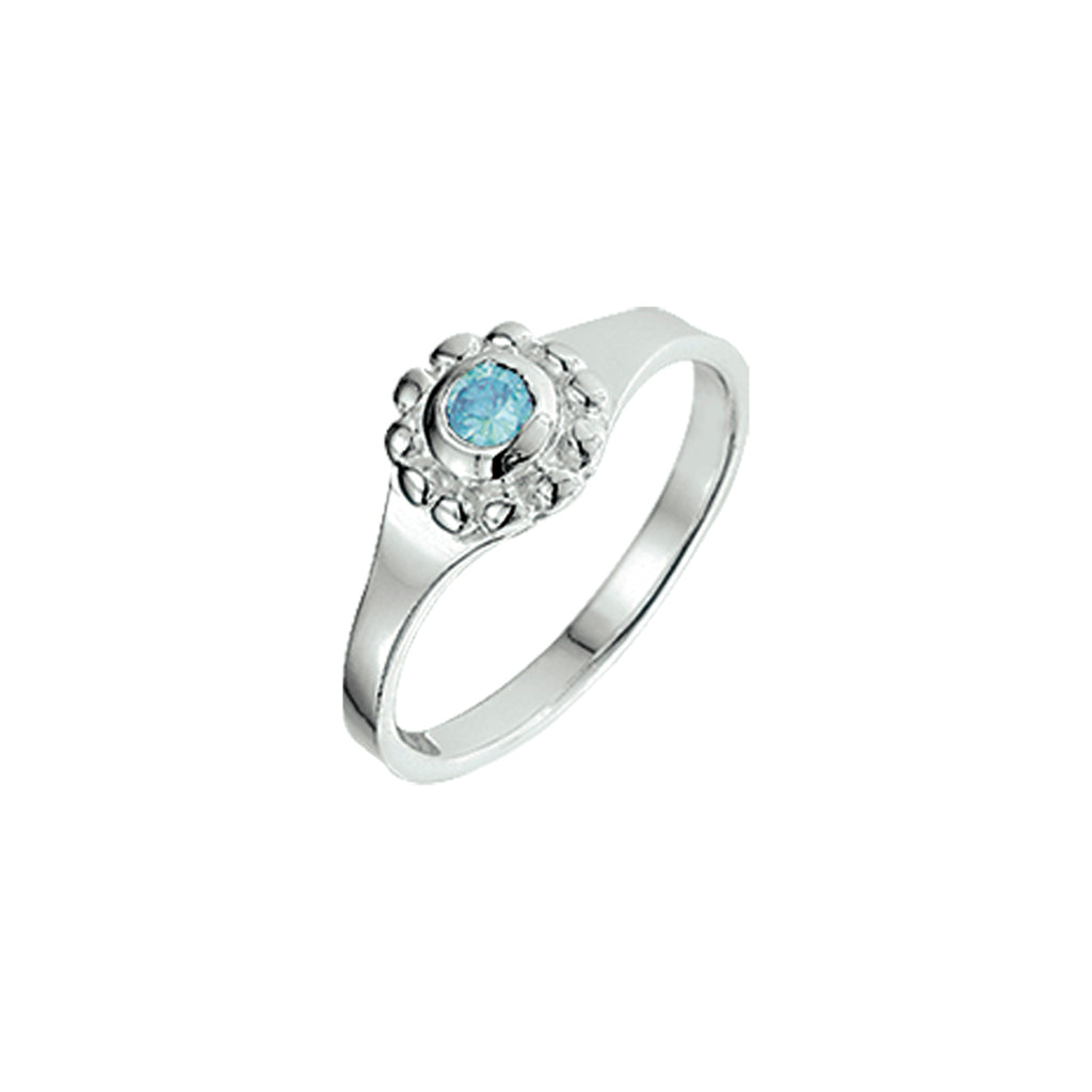 Ring blauw zirkonia zilver wit