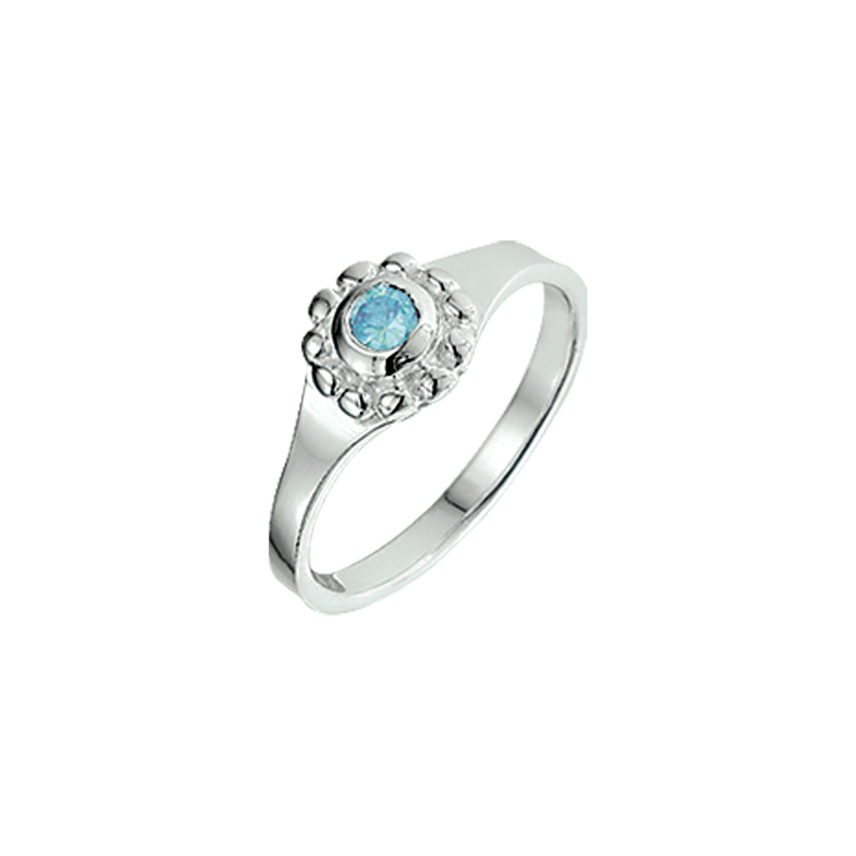 Ring blauw zirkonia zilver wit