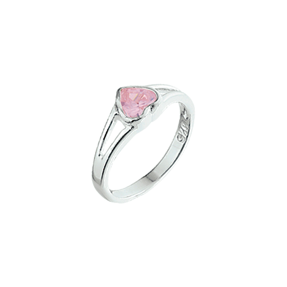Ring hart roze zirkonia zilver wit