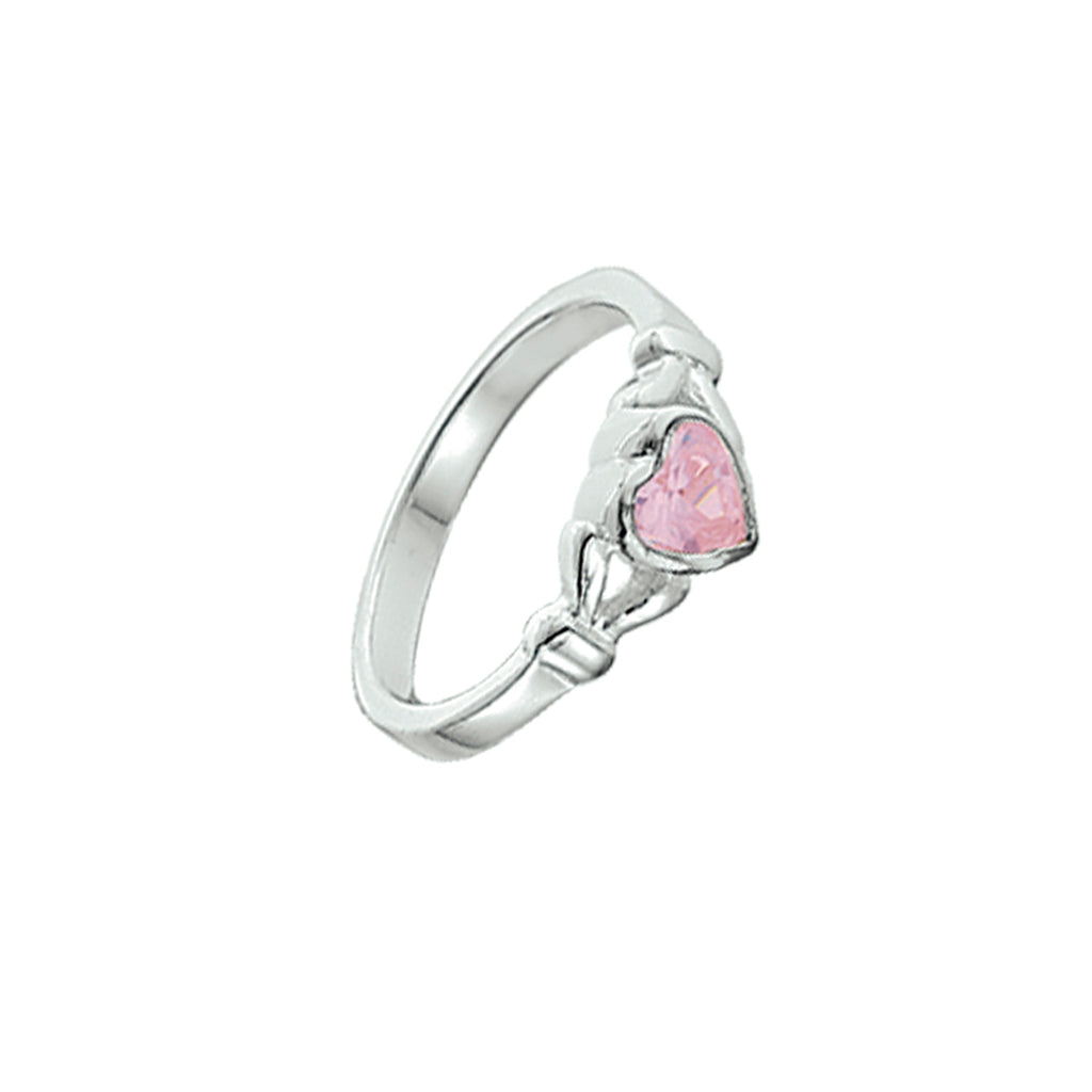 Ring hart roze zirkonia zilver wit