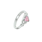 Ring hart roze zirkonia zilver wit