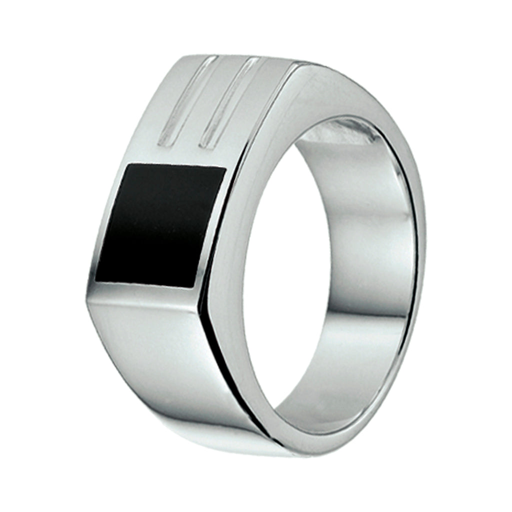 Ring onyx zilver wit