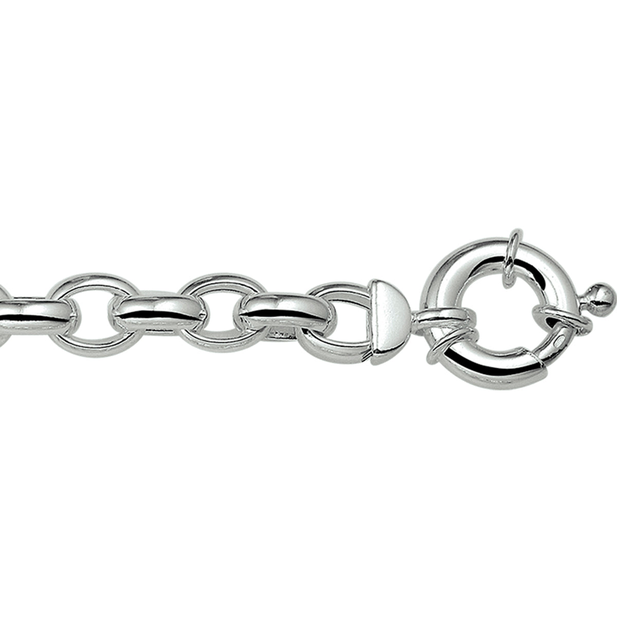 Armband jasseron ovaal 8 mm 19 cm met groot springslot zilver wit