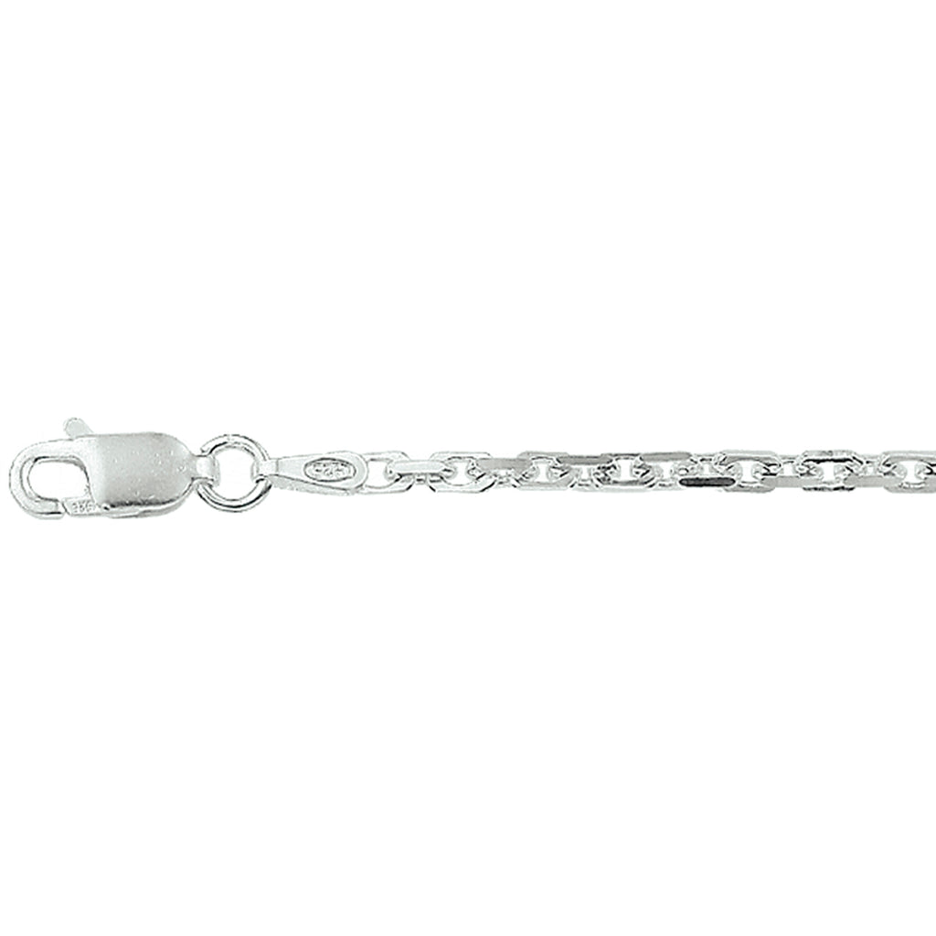 Collier anker gediamanteerd 2,1 mm zilver wit