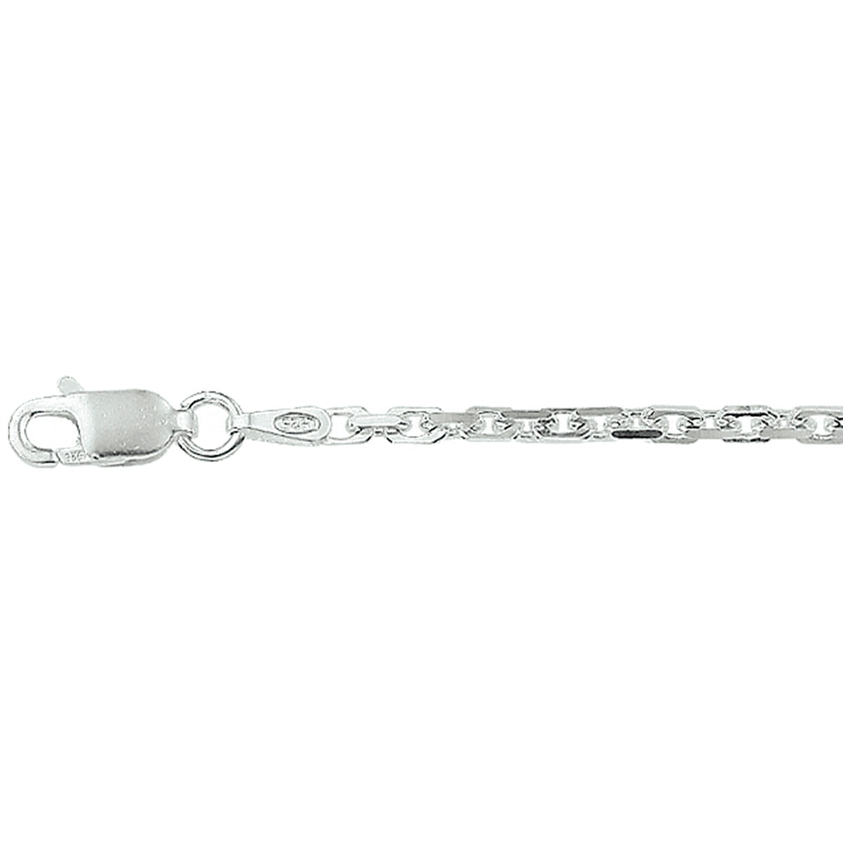 Collier anker gediamanteerd 2,1 mm zilver wit