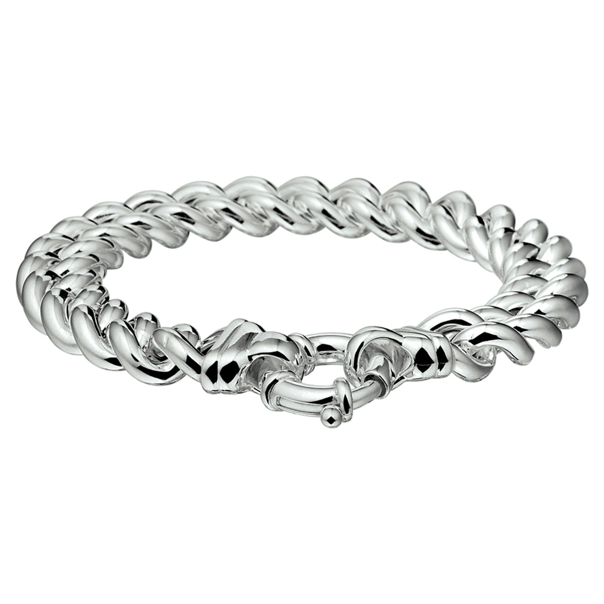 Armband gourmette 11,3 mm 20 cm met groot springslot zilver wit