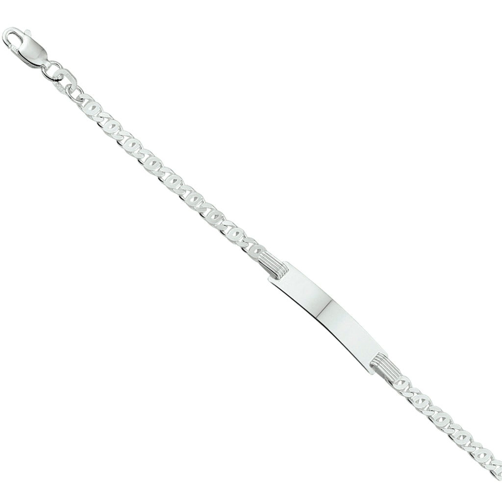 Graveerarmband valkenoog plaat 5,0 mm zilver wit