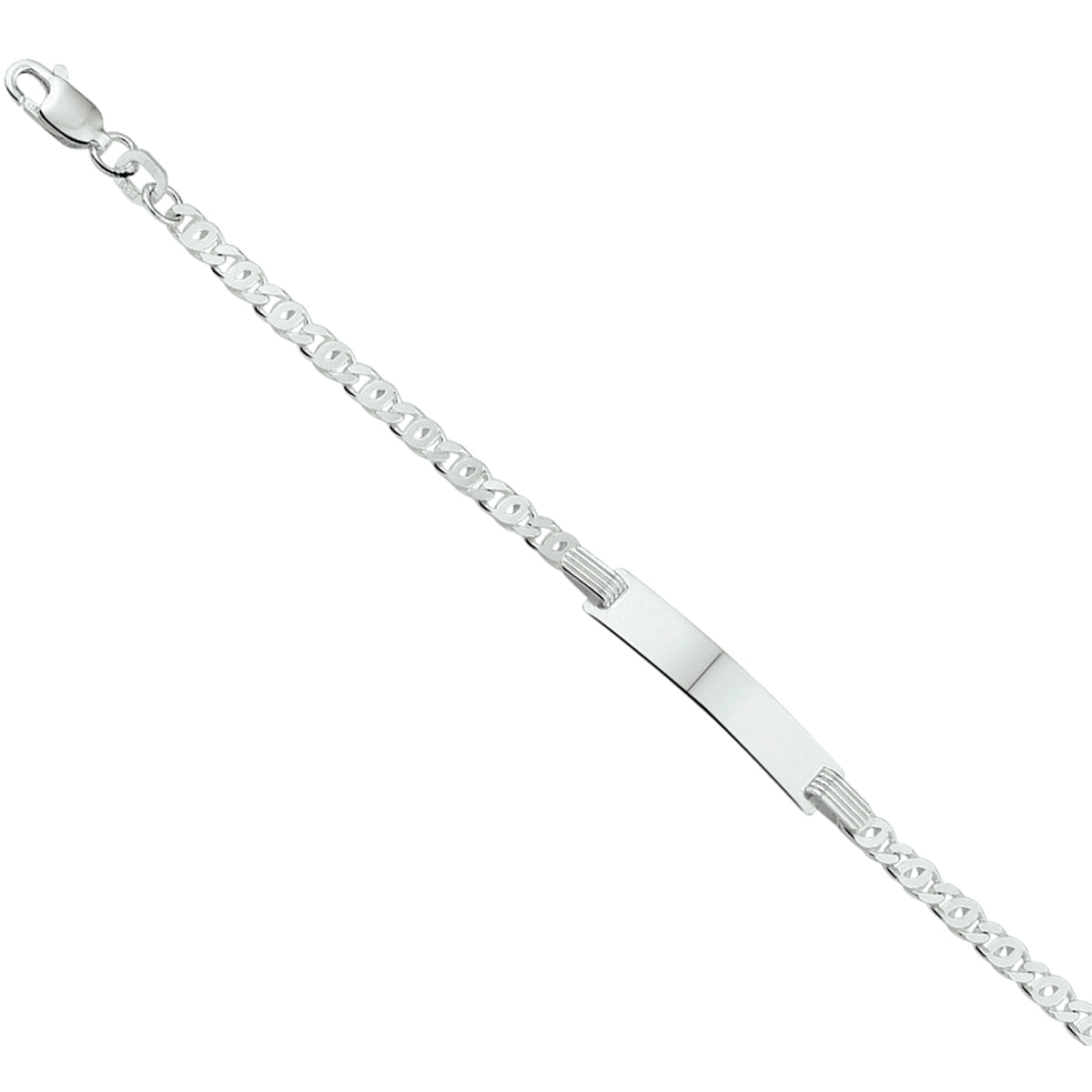 Graveerarmband valkenoog plaat 5,0 mm zilver wit