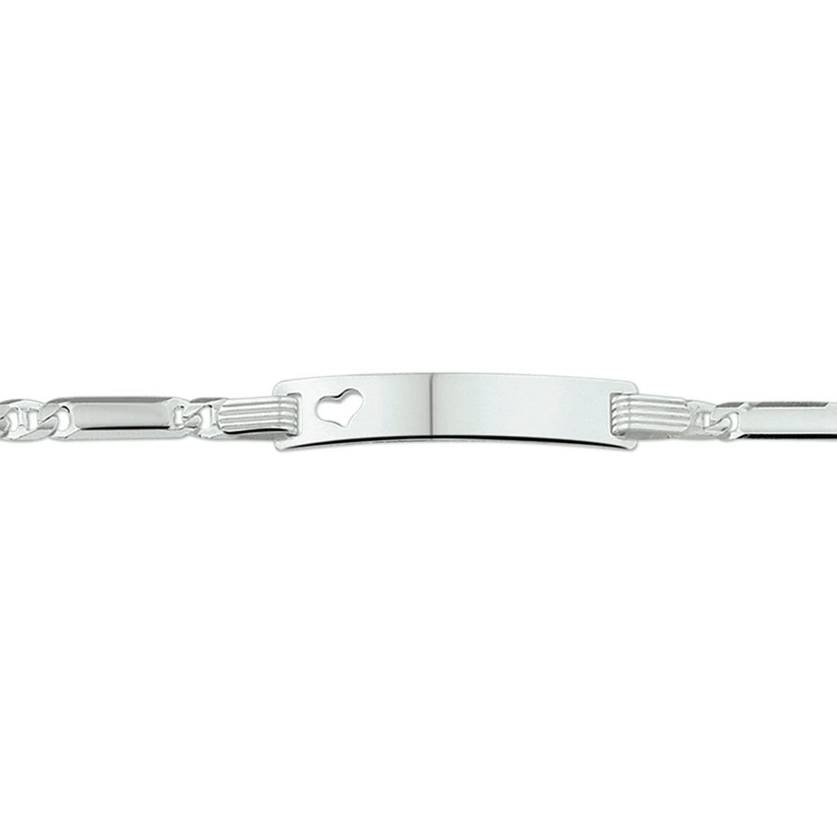 Graveerarmband hart plaat 5,0 mm zilver wit