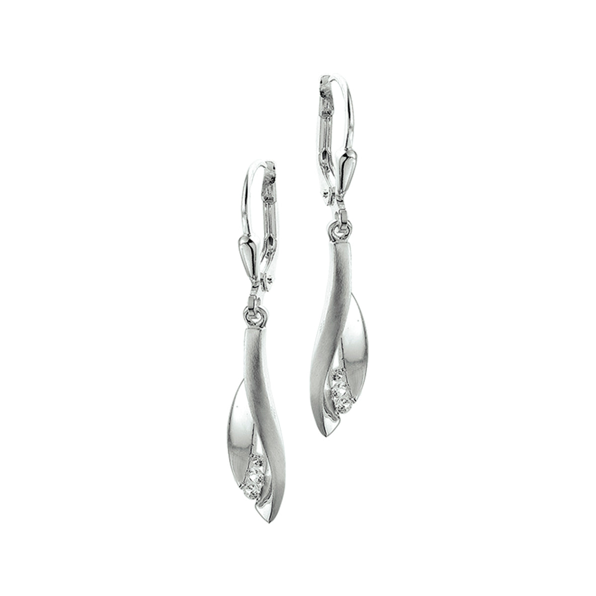 Oorhangers zirkonia brisur haak zilver wit