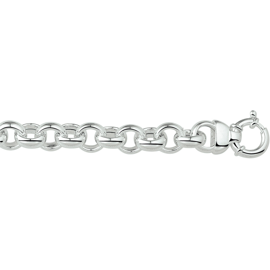 Armband jasseron 13 mm met groot springslot zilver wit