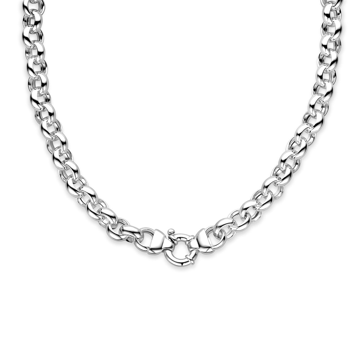 Collier jasseron 12,5 mm met groot springslot zilver wit