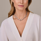 Collier jasseron 12,5 mm met groot springslot zilver wit