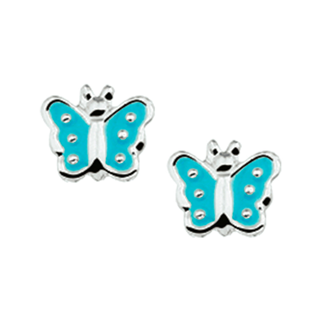 Oorknoppen vlinder zilver wit