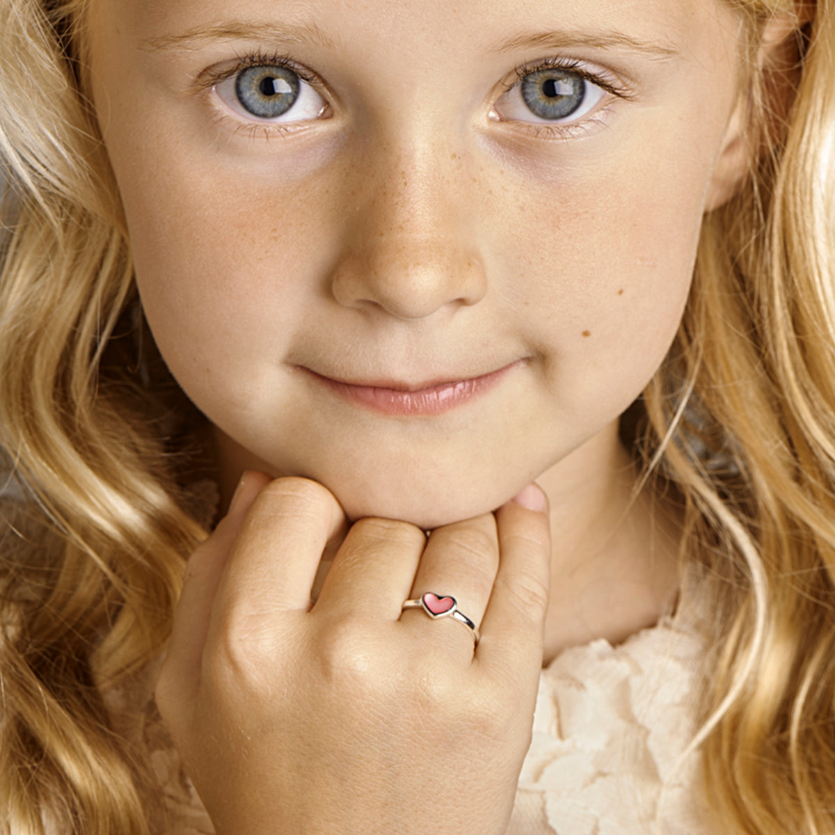 Ring hart zilver wit