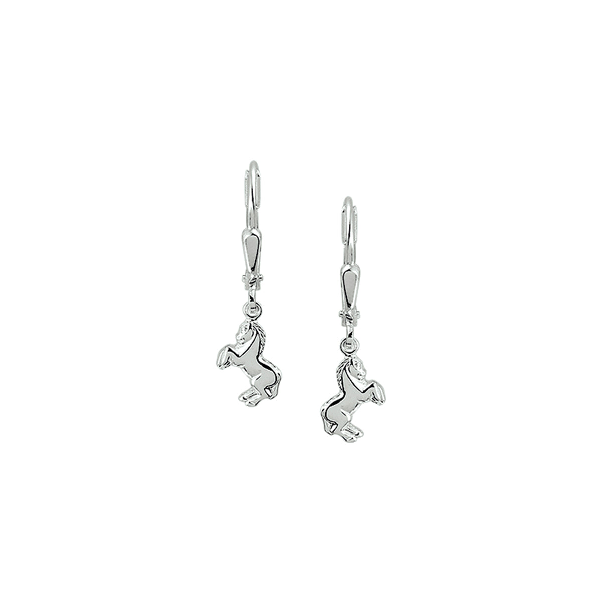 Oorhangers paard brisur haak zilver wit